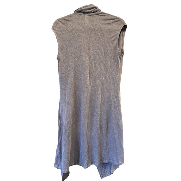 Chalet Womens Drape Front Oversized Lagenlook Sleeveless Tunic Top S Gray Linen - Picture 3 of 6